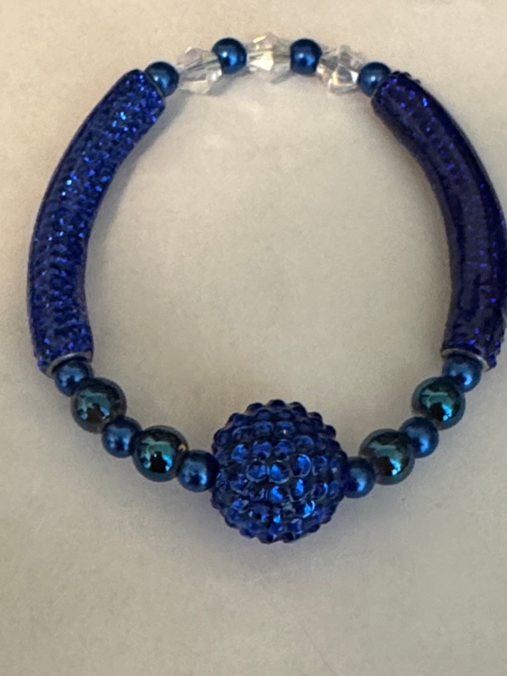 Deep Blue Crystal Pavé Stretch Bracelet